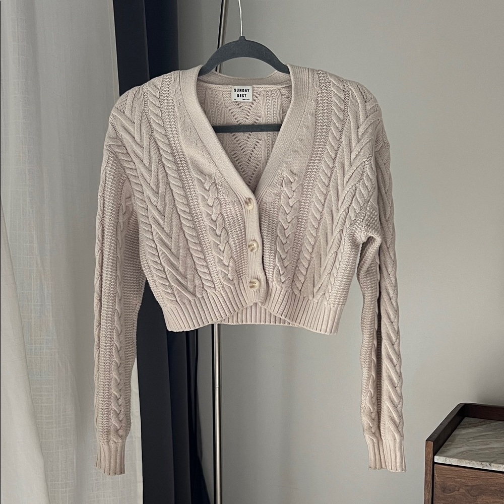 Sunday Best Cropped Cable Knit Cardigan